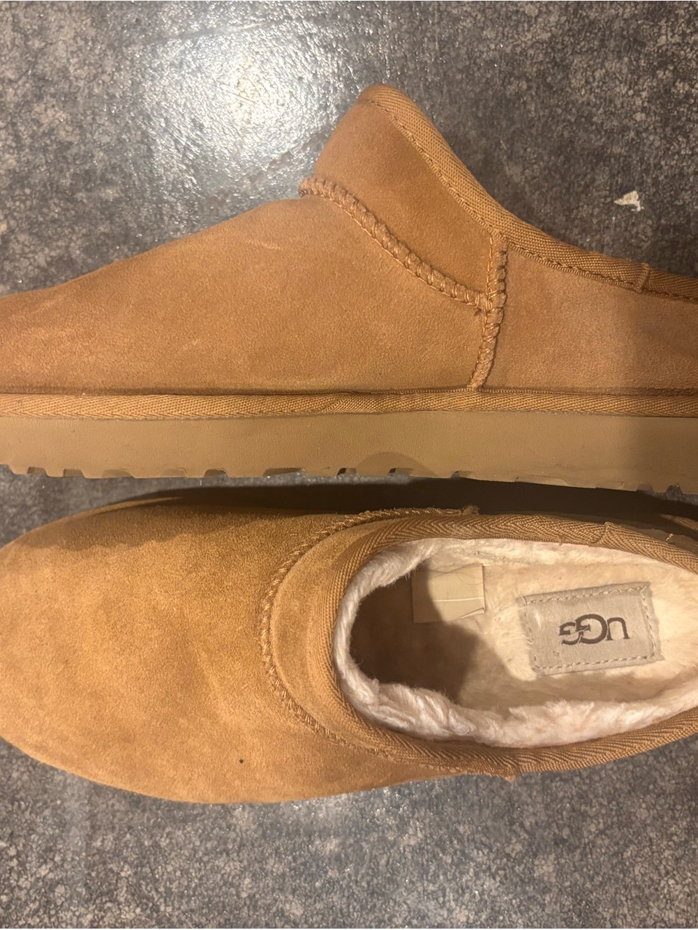 UGG Women’s Tan Suede Slip-On Shearling Loafer